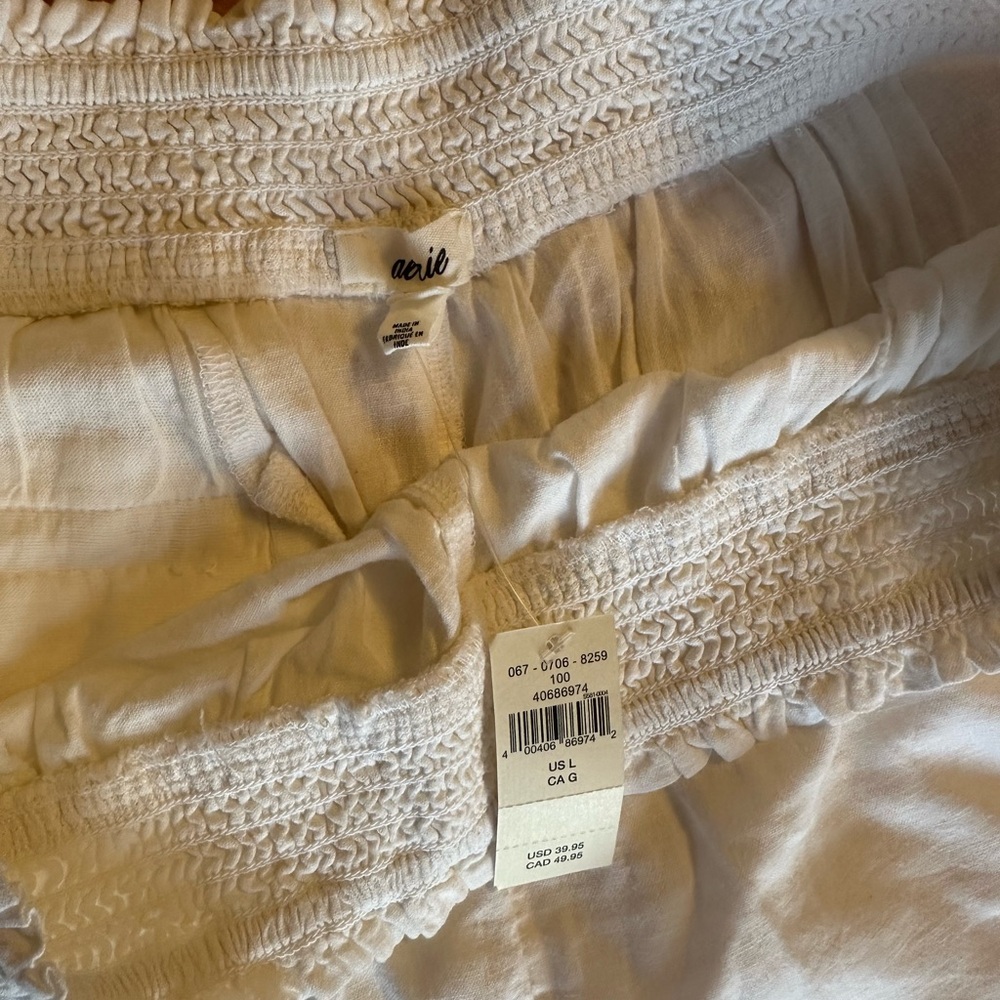 Aerie White Smocked Shorts